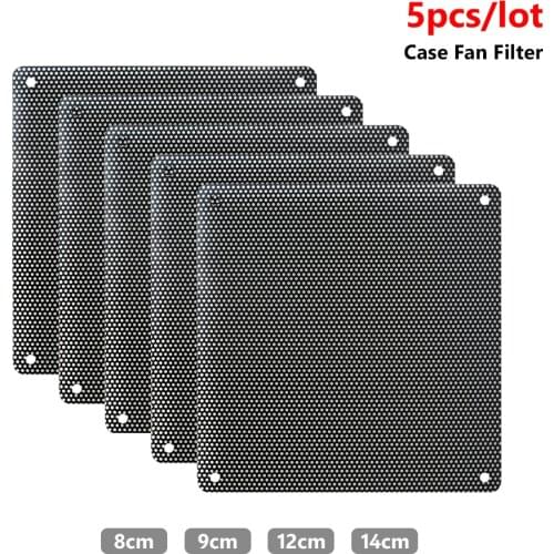 5PCS Square PVC Fan Dust Filter PC Dustproof Case Cuttable For Computer Mesh Cover Black White 80mm 90mm 120mm 140mm