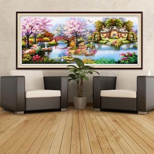 Full Square Round Diamond Painting Tree Flower Diamond Embroidery Waterfall Pictures of Rhinestones Cross Stitch Home Decoration