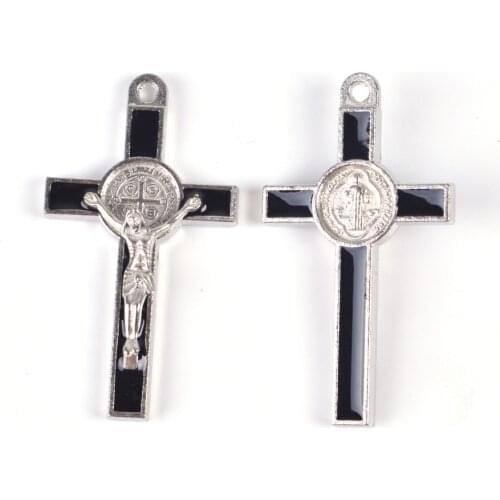 Free Shipping Black St Benedict Crucifix Cross Pendant Used in Rosary Necklace Thress Size