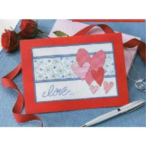 FREE Shipping DIY full set cross stitch kit valentine card I love you, wedding card, anniversary card