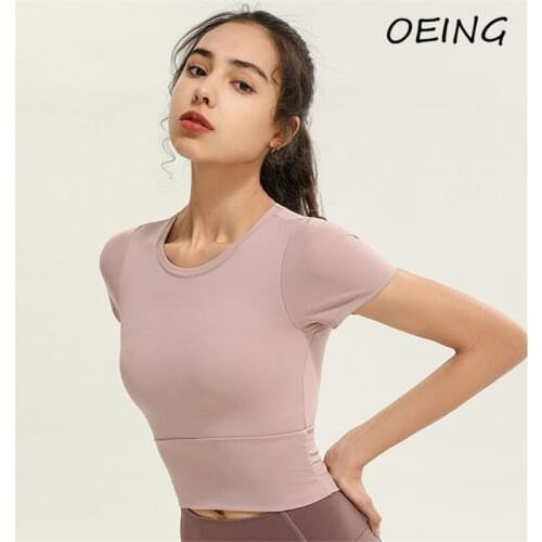 Seamless Running Activewear Tops with Underwear Short Sleeve Gym Clothes Work Out