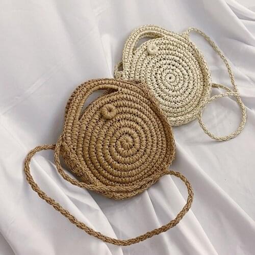 Bohemia Straw Shoulder Bag Women Handmade Weave Crossbody Bag Round Kintted Handbag Summer Beach Bags Circle Rattan Purse bolso