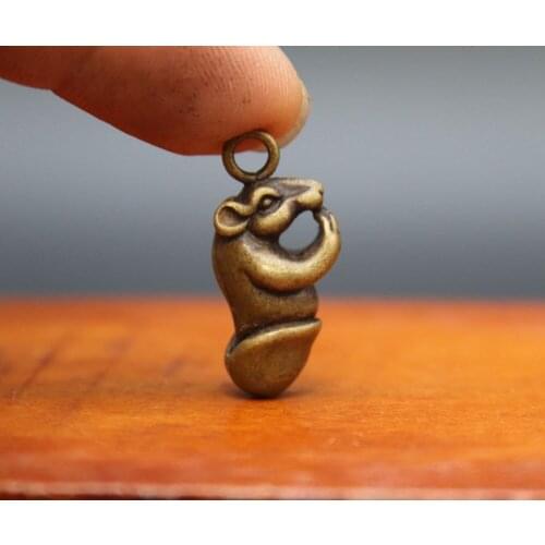 3 CM Bronze China Zodiac Animal mouse mice Rat glans penis Statue Amulet Pendant