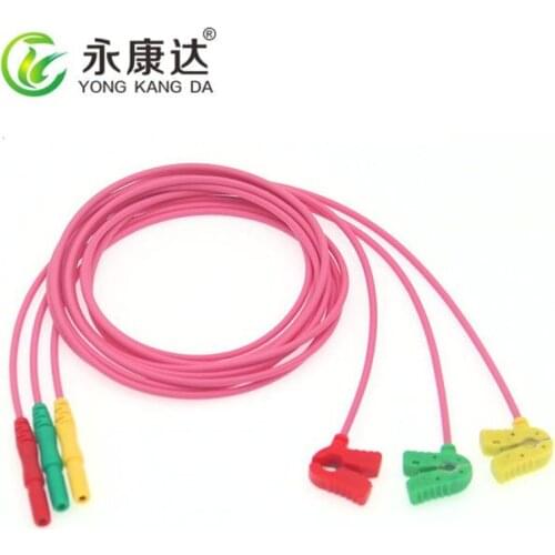 Din 1.5mm Style Holter 3Lead Leadwires Neonatal Clip with IEC,Pink Cable 5pcs/Lot