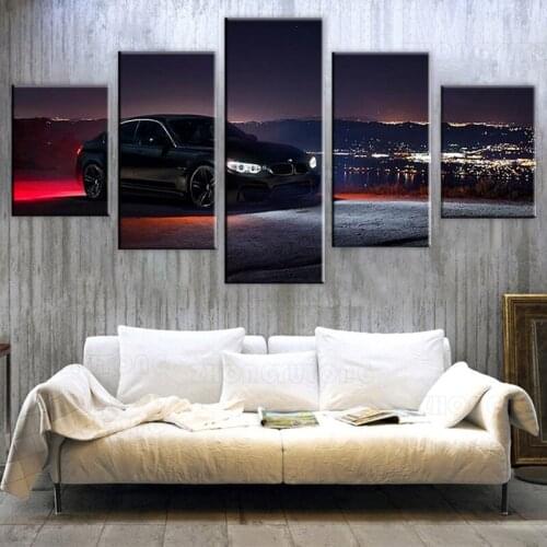 Home Decoration Canvas Painting BMW Car Night View Pictures Wall Art Hd Prints Modular Frame Poster For Living Room Framework