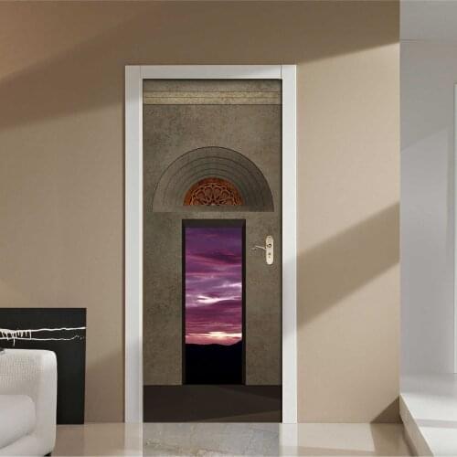 Door Stickers Decorative Door Door Landscape Home Decoration 2 Piece Set Self-Adhesive Waterproof Door Decal Decals DIY Decals