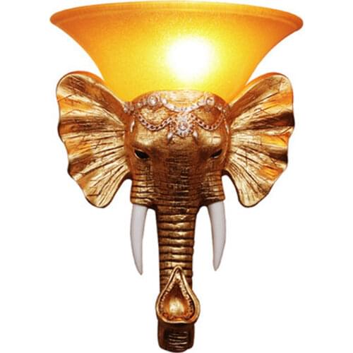 European Elephant Wall Lamp Creative Personality Retro Mascot Living Room Restaurant Aisle Staircase Bar Project Wall Lamp