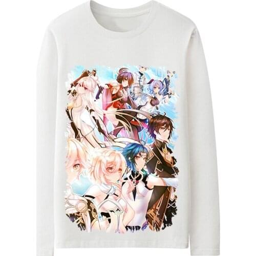 Genshin Impact Cosplay T Shirt Amber Kaeya Men/Women Spring Autumn Long Sleeve T-shirt Casual tshirt Top Tee Halloween Costume