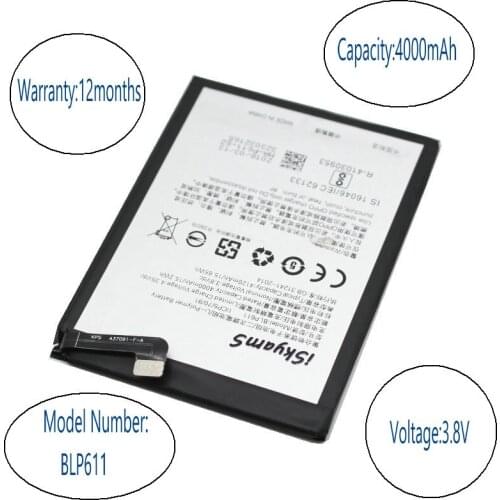 ISkyamS 10pcs/lot 4000mAh BLP611 / BLP 611 Cell Phone Replacement Li-Polymer Battery For OPPO R9 Plus R9Plus R9P Batteries