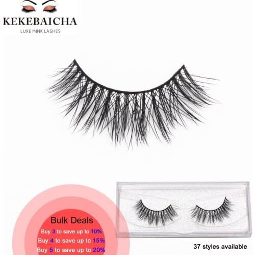 KEKEBAICHA Natural False Eyelash 3D Mink Lash Cruelty Free Handmade Strip Lashes Crisscross Natural Short Lashes cilios posticos