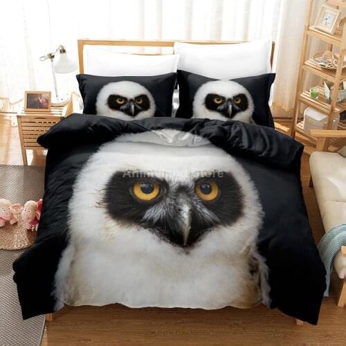Kawaii White Owl Bedding Set Animal Kids Bed Linen Quilt Duvet Cover Sets Home Decor Twin Single Queen King Size Fashion Gift