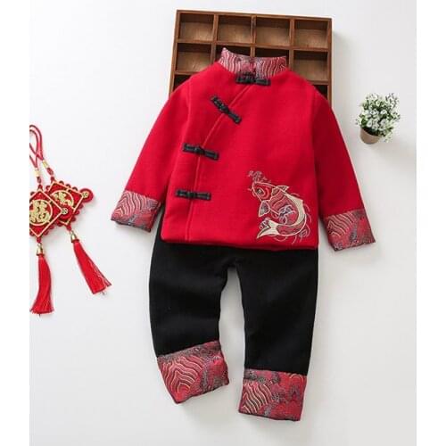 Chinese style boy suit vintage cotton suit 2 pieces