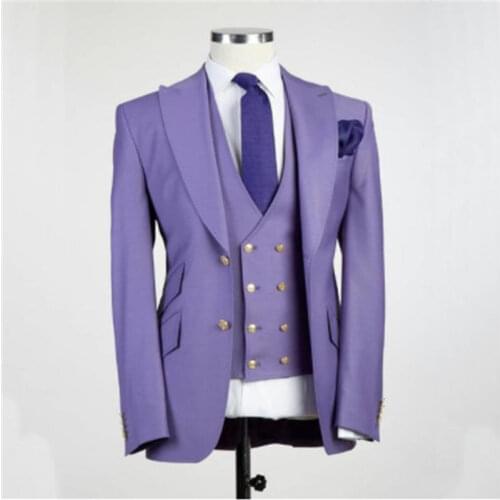 Handsome Two Buttons Groomsmen Peak Lapel Groom Tuxedos Men Suits Wedding/Prom Best Man Blazer ( Jacket+Pants+Tie+Vest) 899