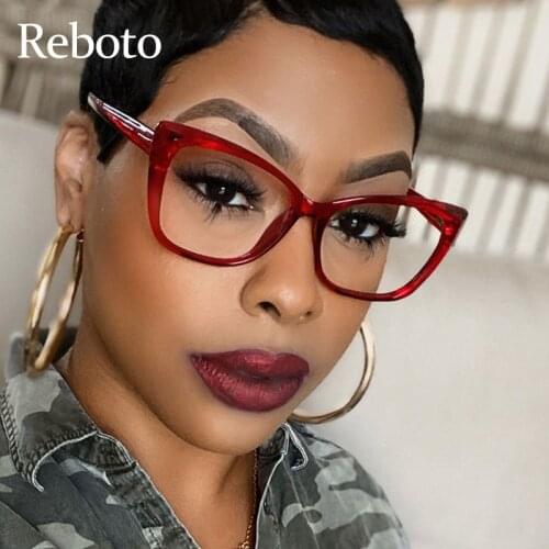 Red Reading Womens Glasses Vintage Square Computer Eyeglasses Frames Fashion Cat Eye Optical Prescription Reader Glasses