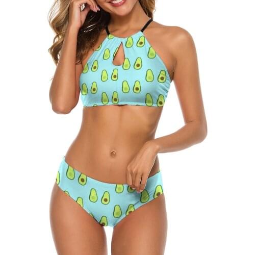 Avocado Bikini Swimsuit Hollow Out Hot Sale Cute Swimwear Rave Two Piece Teenage Bathing Suit