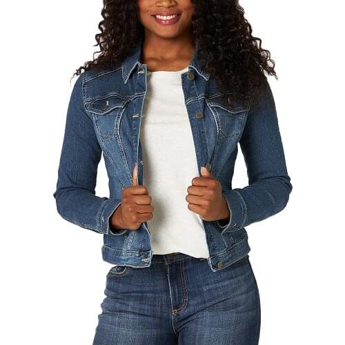 Womens Denim Jacket Fashion Lapel Pocket Short Coats 2021 Autumn Holes Vintage Casual Solid Color Slim Jackets Streetwear Tops