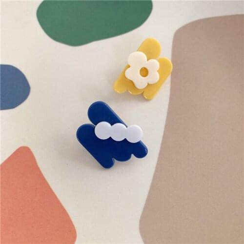 Fashion Colorblock acrylic flower asymmetric geometric earrings for women