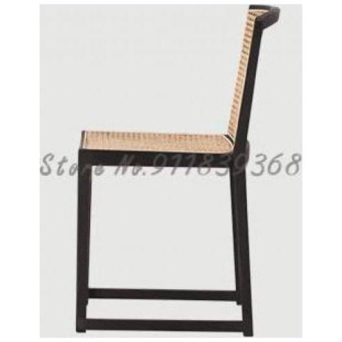 Nordic rattan dining chair home living room creative folding chair solid wood office chair homestay hotel backrest lounge chair