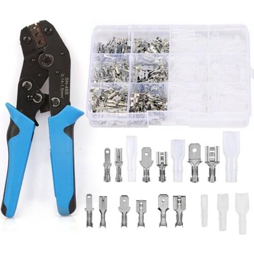 300PCS SN48B Crimping Plier Tool Insulated Male Female Wire Connector 2.8/4.8/6.3mm Electrical Wire Crimp Spade Terminals