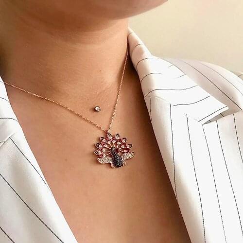 Peacock 925 Sterling Silver Necklace Women Girls Gift Jewelry Accessories Fashion Handmade Elegant Chain