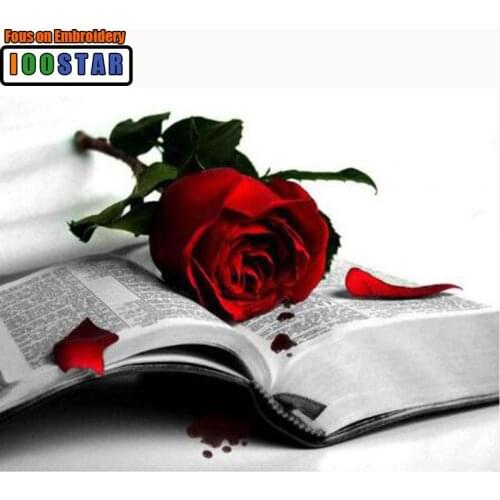 Full Square Diamond 5D DIY Diamond Painting Photo Custom "Roses and books" 3D Embroidery Cross Stitch Mosaic Decor