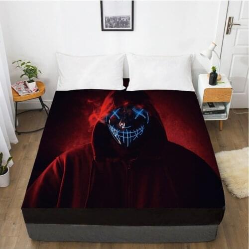 Elastic fitted sheet bed sheet With An Elastic Band 160x200/180/200/150x200 Mattress Cover Bed cover 1pc Skull Deadpool red