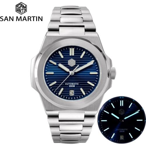 San Martin Diver Retro Classic Luxury Sapphire Crystal Stainless Steel Men Automatic Mechanical Watches 20Bar BGW-9 Luminous
