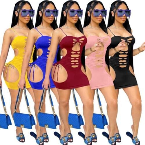 ZKYZWX Sexy Bodycon Hollow Dress Off Shoulder Drawstring Birthday Party Outfits Y2k Clothes for Women Backless Club Mini Dresses