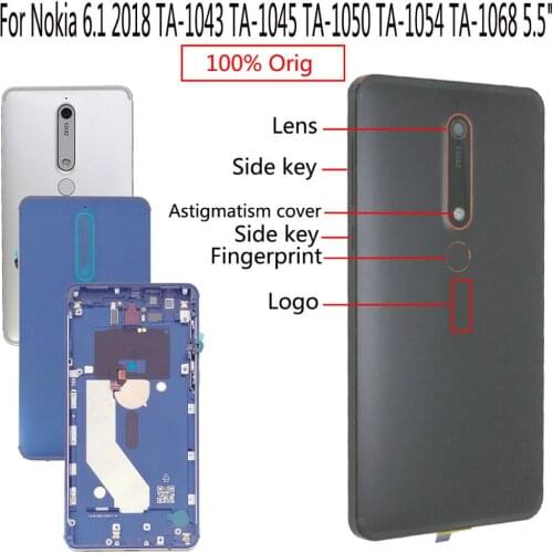 Shyueda 100% Orig 5.5" + For Nokia 6.1 2018 TA-1043 TA-1045 TA-1050 TA-1054 TA-1068 Rear Back Door Housing Battery Door Cover