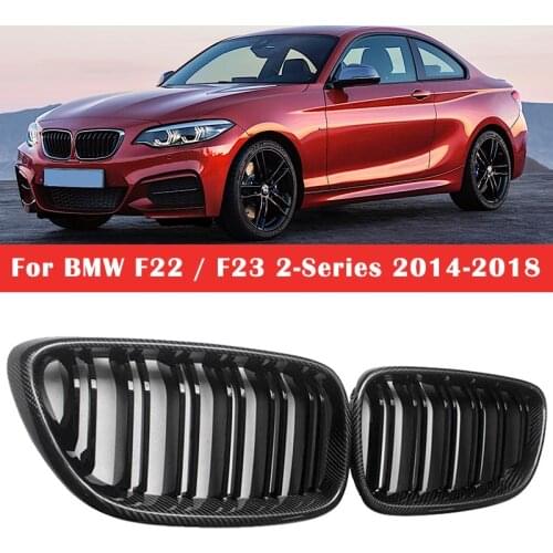 Pair Front Bumper Kidney Grilles Grill Replacement Glossy Black For BMW 2 Series F22 F23 2014-2018 F87 M2