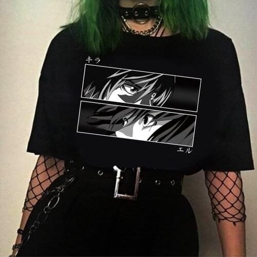 Death Note Summer Anime T shirt Men Hip Hop Harajuku Kira L Anime Unisex Tops Casual Streetwear T Shirt Tops