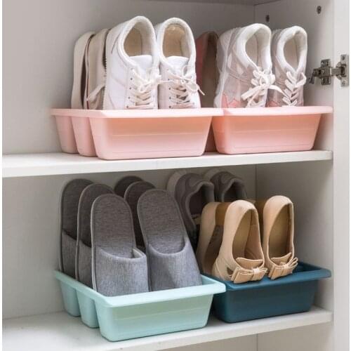 Thick Plastic 3-grid Vertical Shoe Storage Box Solid Color Household Shoe Shelf Organizer Home Combined Shoe Storage Cabinet