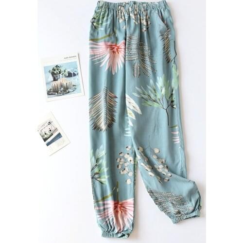 Rayon pajamas womens summer closing lantern pants anti mosquito home pants loose air conditioning pants thin cotton trousers
