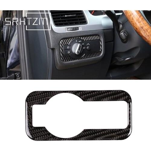 For VW Touareg 2011-2018 Carbon Fiber Inner Headlight Switch Button Trim Cover Car Accessories Interior Car Decor Trim