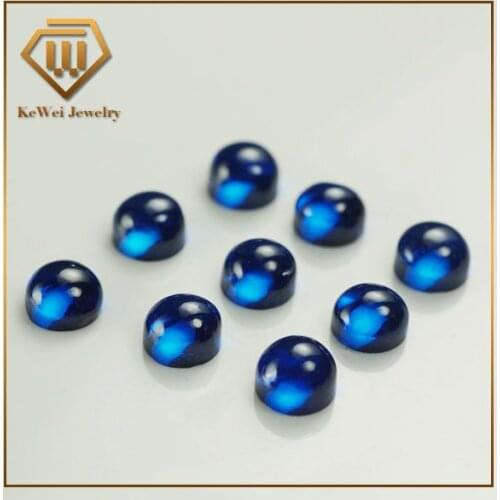 High Temperature Resistance AAAAA 2.5mm 3.0mm 3.5mm 4.0mm 4.5mm 5mm 5.5mm 6mm Cabochon Round Shape Synthetic Blue Stone 114