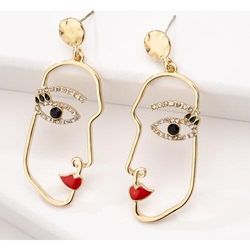 Jaeeyin 2021 Fashion Statement Enamel Beauty Face Rhinestone Girlfriend Birthday Gift Exaggerated New Arrivals