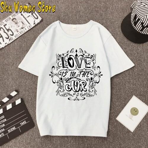 Womens T-shirt love letter printing T-shirt heart ladies casual O-neck short-sleeved T-shirt summer T-shirt top women