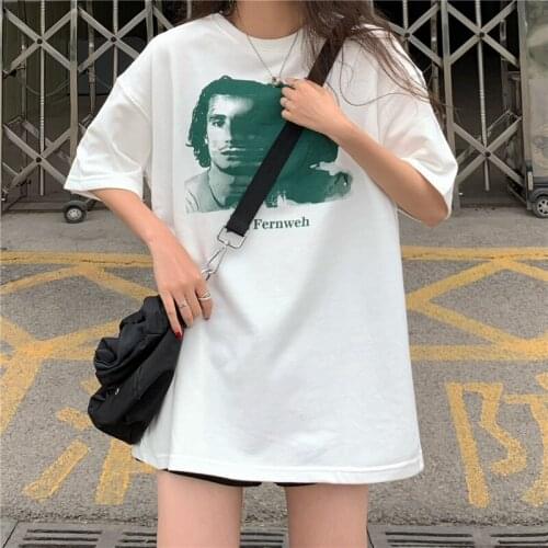 2021 new summer all-match casual personality loose short-sleeved T-shirt female trend all-match female T