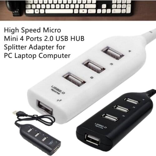 ZUIDID Black and White Dual Color 4-Port USB Hub 2.0 Multi-distributor Power Adapter Mini PC Notebook Cable Connector