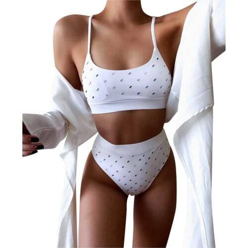 1 Pcs Ladies Fashion Split Push-Up Two-Piece Pool Party Swimsuit Sets Creative Summer Solid Color Sexy Beach Bikini biquini