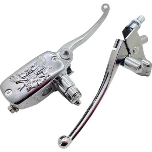 2PCS Chrome Alloy Eagle Pattern Universal Motorcycle Right Left 22MM Hydraulic Brake Pump Master Cylinder Clutch Lever Disc Part