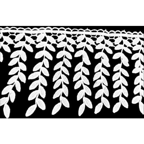 2 yards Embroidered applique leaf cotton crochet fringed lace trimmed ribbon retro white trimming fabric DIY crafts 5BB5515