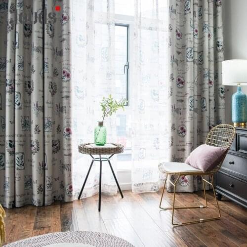 2021 Pastoral Modern Printed Curtain Shading Finished Customized Curtains for Living Dining Room Bedroom