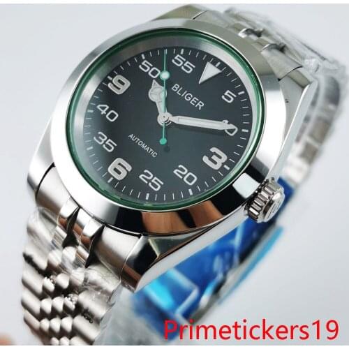40mm mechanical men wristwatch sapphire glass date indicator polished case fit miyota 8215 movement