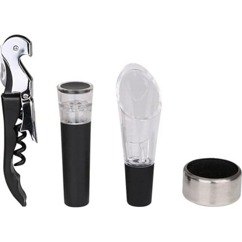 4PCS/set Stainless Steel Red Wine Opener Set Pourer Wine Corkscrew Ring Bottle Plug Hippocampus Knife Wine Bottle Opener Kit