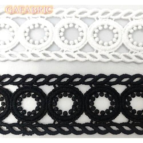 4cm Wide Black White Floral Embroidered Lace DIY Sewing lace Apparel Fabric Lace trimmings for Dress 1yard