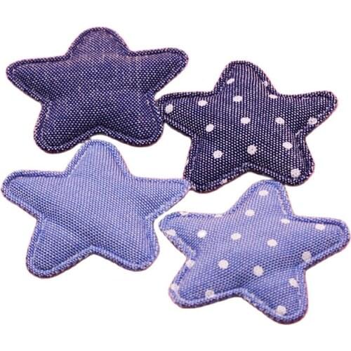 40pc/4cm DIY Children headwear Accessories, Denim Star Kawaii Kids Patch for Baby Garment Accessories
