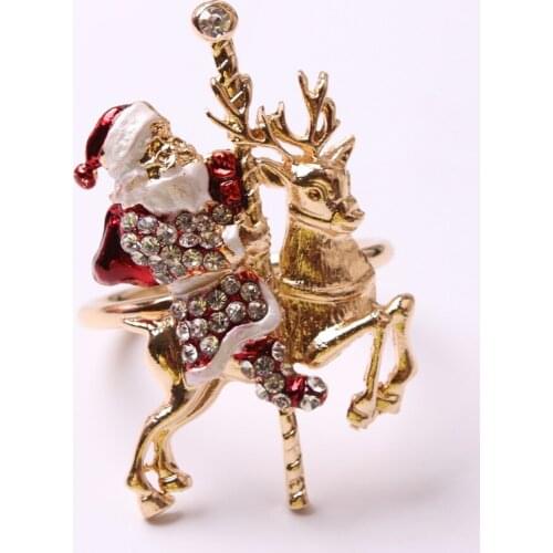 8PCS metal napkin ring alloy Christmas reindeer napkin buckle Santa Claus napkin ring napkin ring desktop decoration accessories