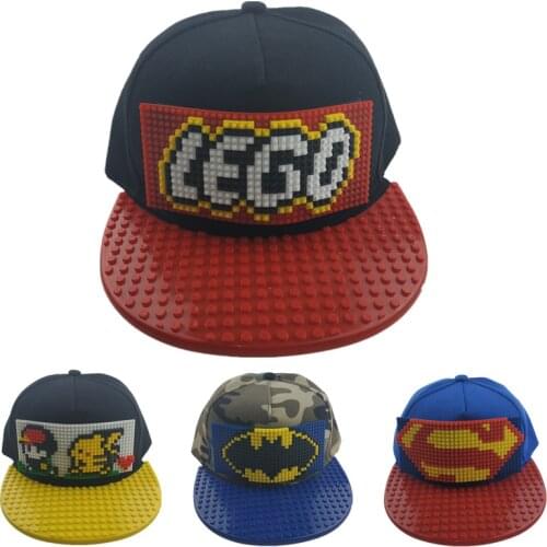 Hot sell Children personality DIY hat building block assembly baseball cap men and women flat cosplay edge cap cartoon cute