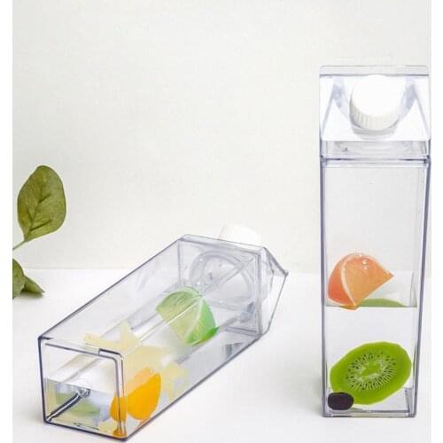 0.5L/1L Water-Bottle Drinkware Shaker Sports Square Milk Water Bottle Bpa Free Waterbottle Transparent Reusable Water Jug Bottle